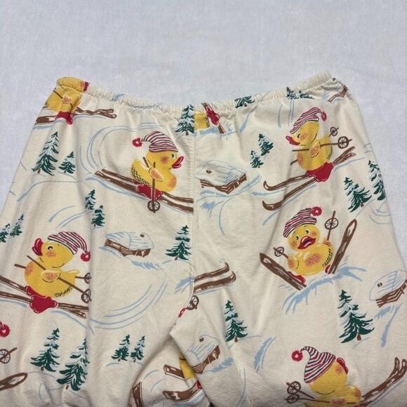 Nick & Nora Vintage Christmas Skiing Rubber Duckie Flannel Pajama Set Size XL - Picture 11 of 15